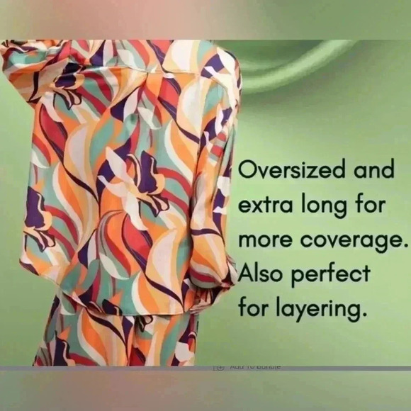 EASEL "Mirabelle" Dull Satin Geo Print
Vibrant Colored Button Up Collared Cuffed - Picture 9 of 9